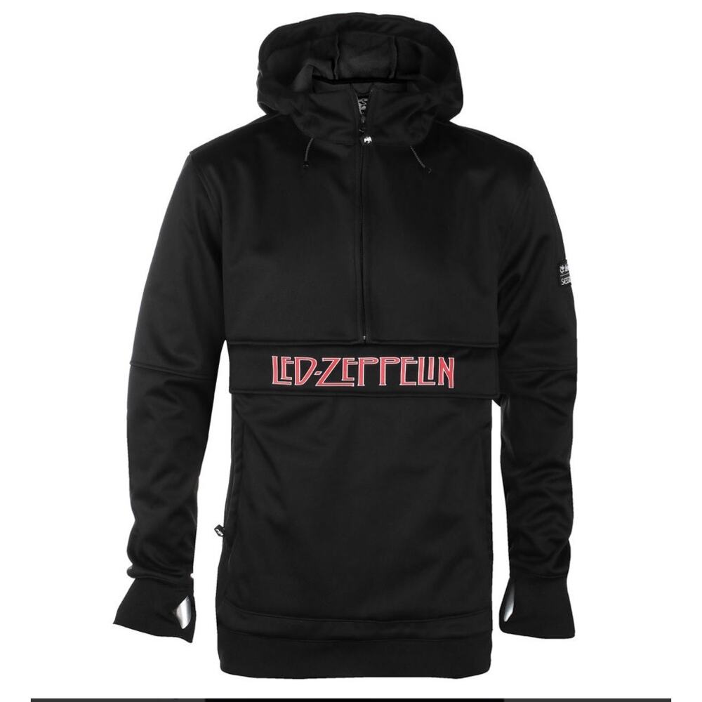 SESSIONS x Led Zeppelin Black Men’s Hood 3/4 Zip Jacket (softshell) - Small